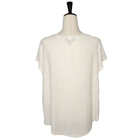 Simply Vera Vera Wang Cream Floral Textured Stretch Knit Blouse Size XXL - Picture 3 of 7